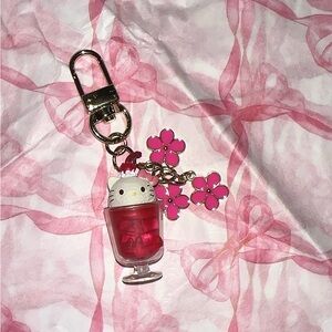 Hello Kitty Soda Pink Keychain/ Bag Charm with flowers🥤🌸
